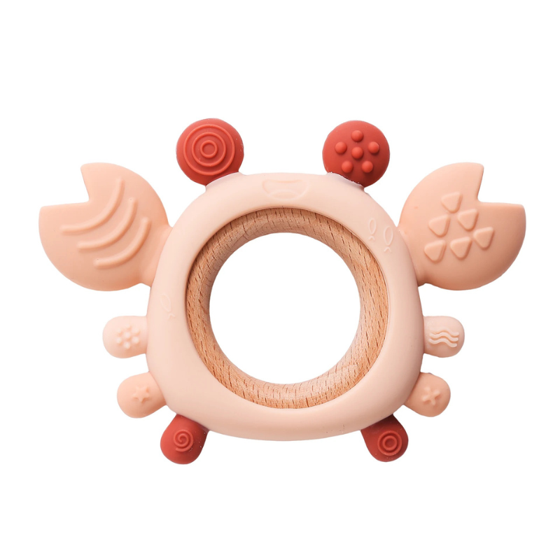 Giocattolo massaggiagengive per neonati in silicone a forma di granchio per lenire le gengive