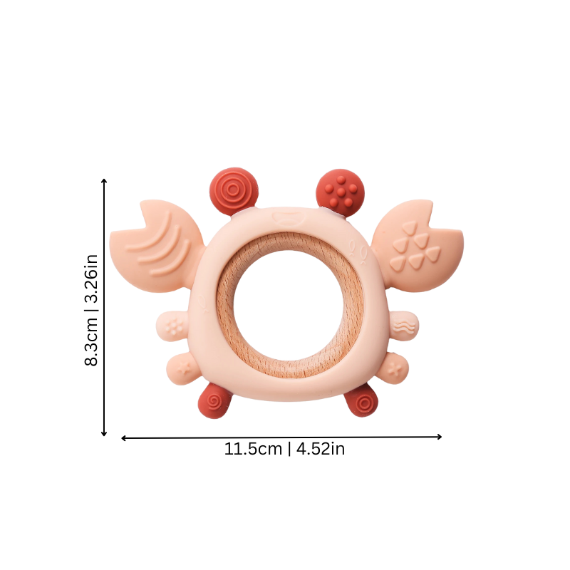 Giocattolo massaggiagengive per neonati in silicone a forma di granchio per lenire le gengive