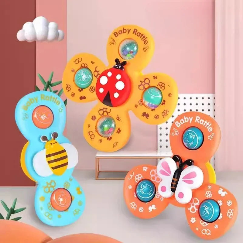 Giochi Spinner Sensoriali con Ventosa per Neonati (Set da 3 Pezzi)
