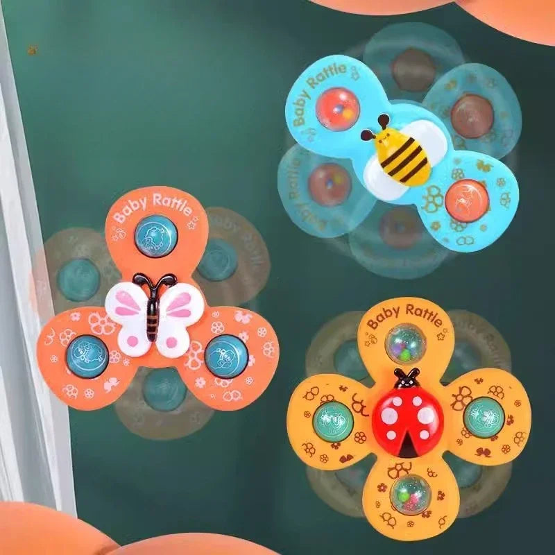 Giochi Spinner Sensoriali con Ventosa per Neonati (Set da 3 Pezzi)