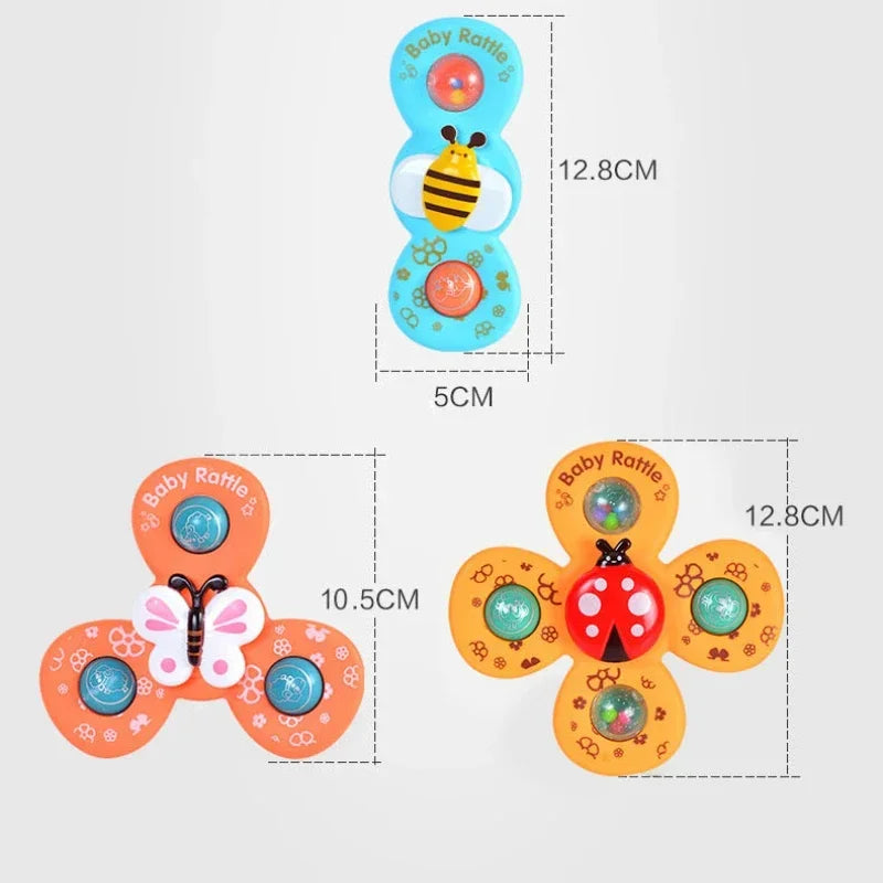 Giochi Spinner Sensoriali con Ventosa per Neonati (Set da 3 Pezzi)