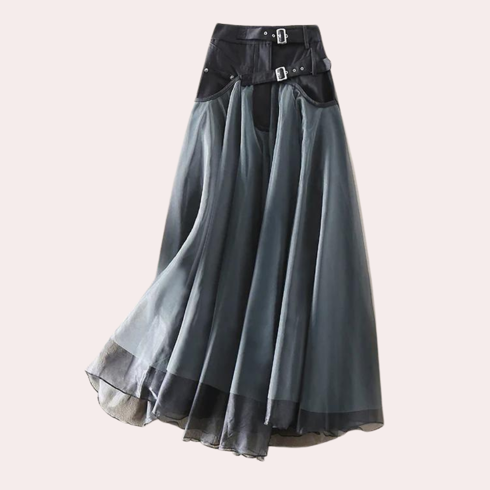 Gonna maxi da donna a vita alta con dettaglio fibbia