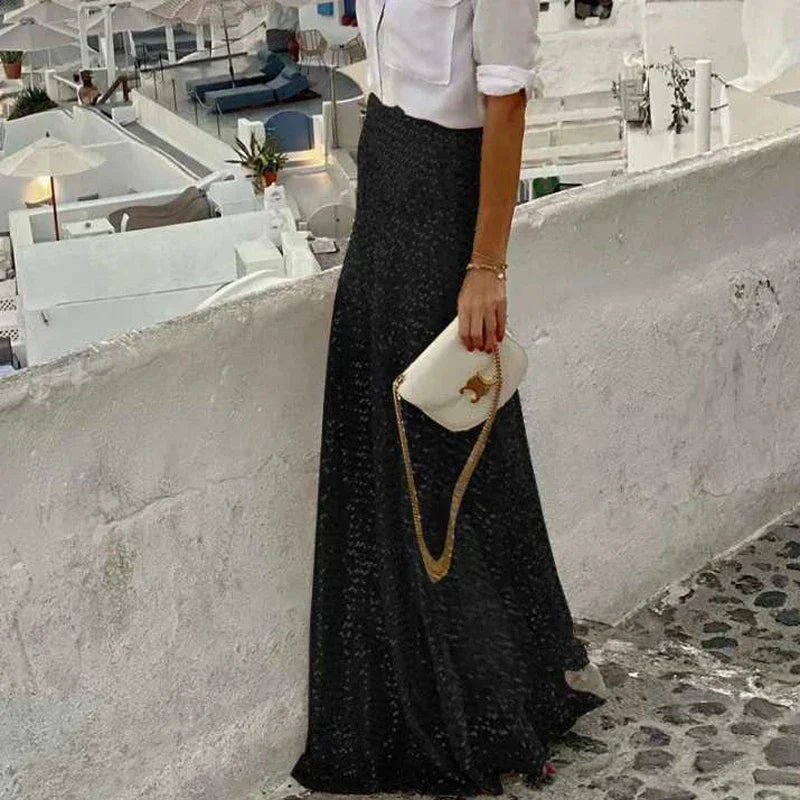 Gonna maxi da donna a vita alta con paillettes