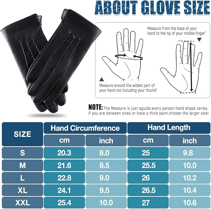 Guanti invernali in pelle compatibili con touchscreen