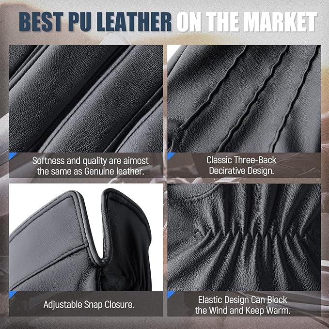 Guanti invernali in pelle compatibili con touchscreen