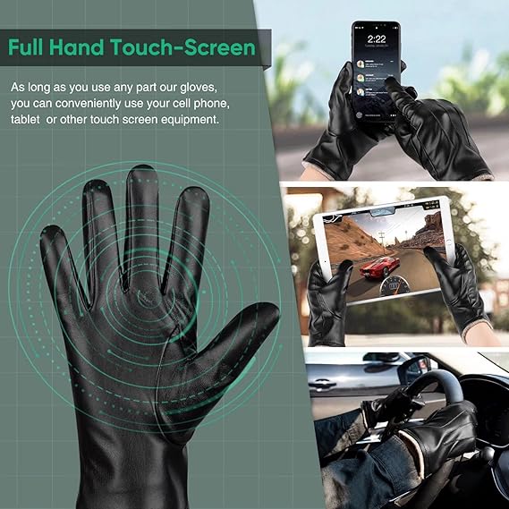 Guanti invernali in pelle per touchscreen