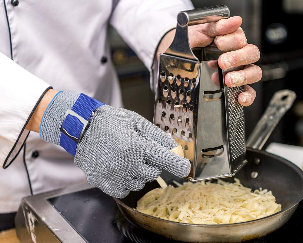 Guanto in maglia d'acciaio inossidabile antitaglio per uso alimentare