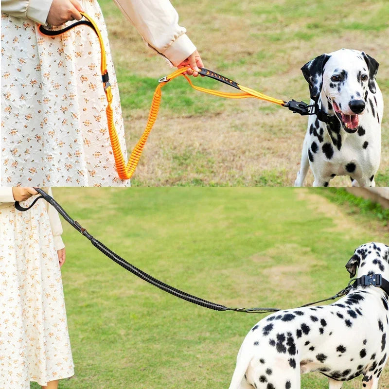 Guinzaglio Tattico Bungee per Cani K9 ad Alta Resistenza con Doppia Impugnatura