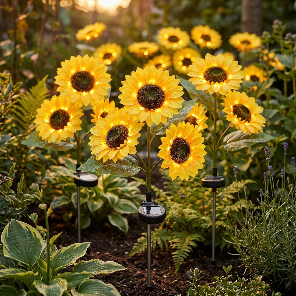 Illuminazione solare da giardino a forma di girasole