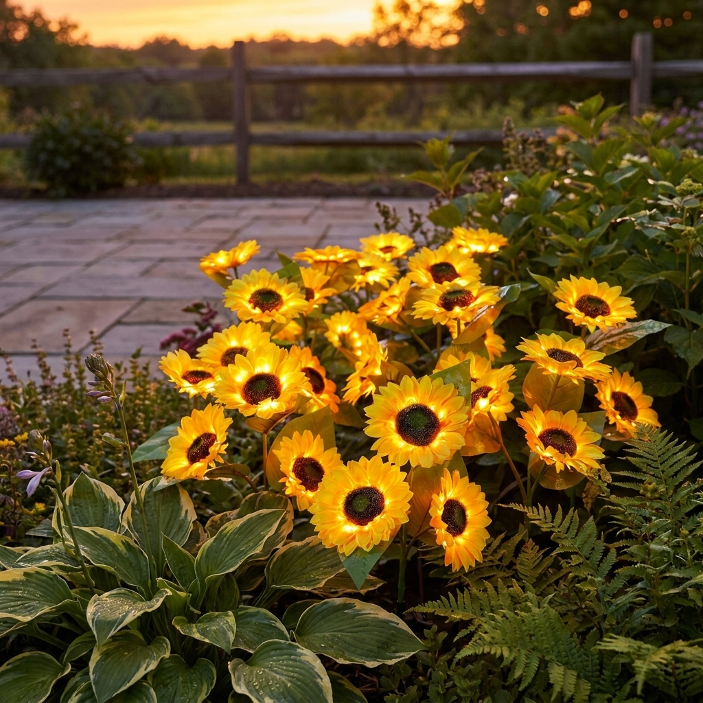 Illuminazione solare da giardino a forma di girasole