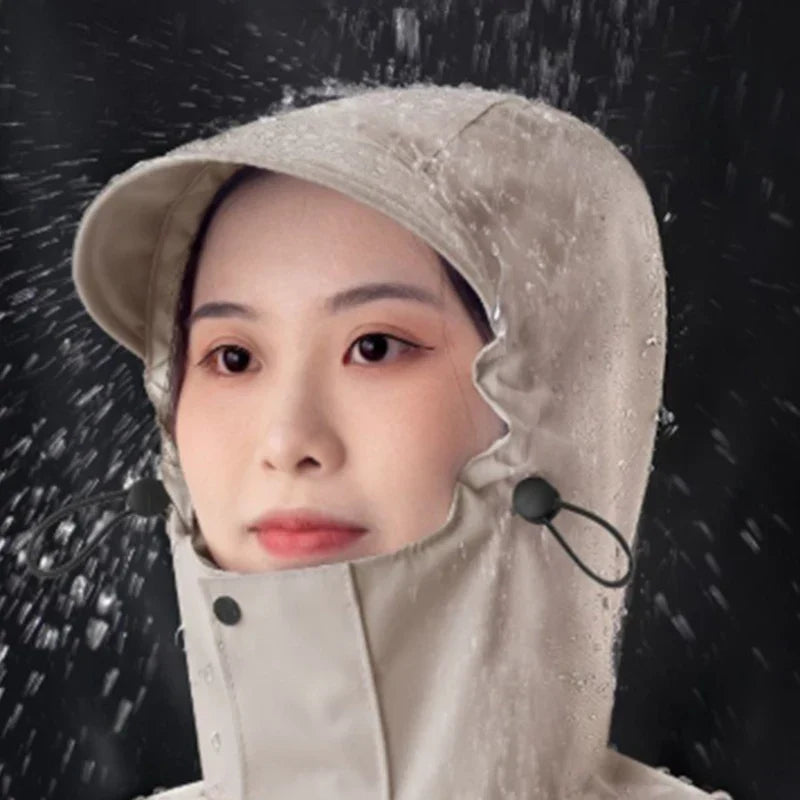 Impermeabile lungo unisex stile poncho in tessuto Oxford
