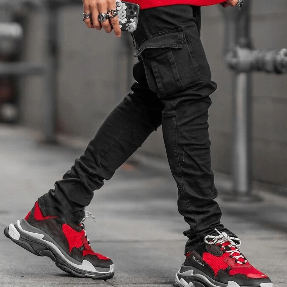 Jeans elasticizzati da uomo multitasche