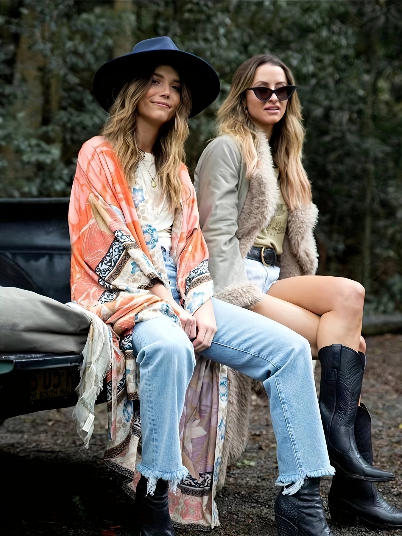 Kimono lungo da donna a fantasia floreale