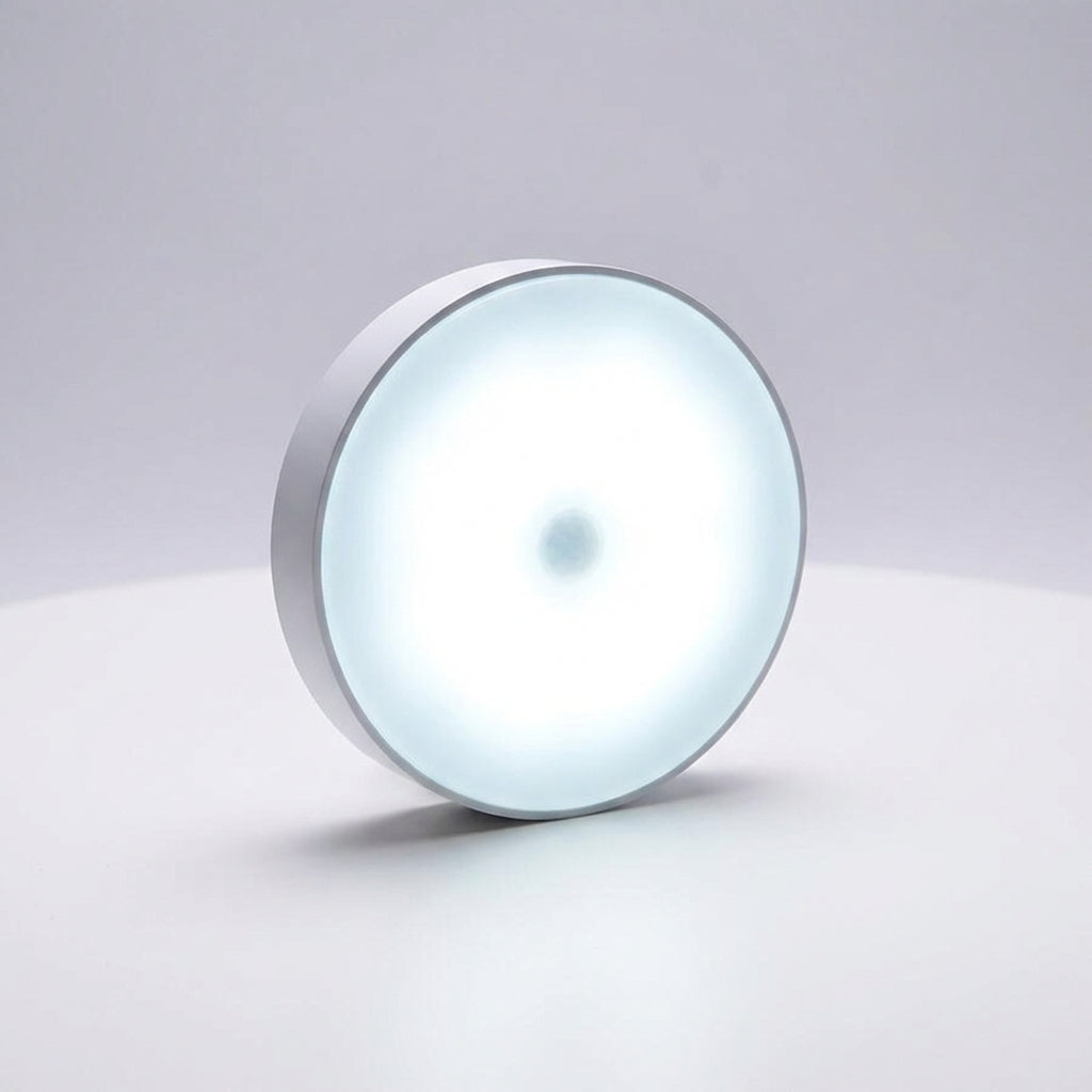 Lampada a LED con sensore di movimento e luminosità regolabile – rotonda, bianca, in ABS, montaggio senza fili