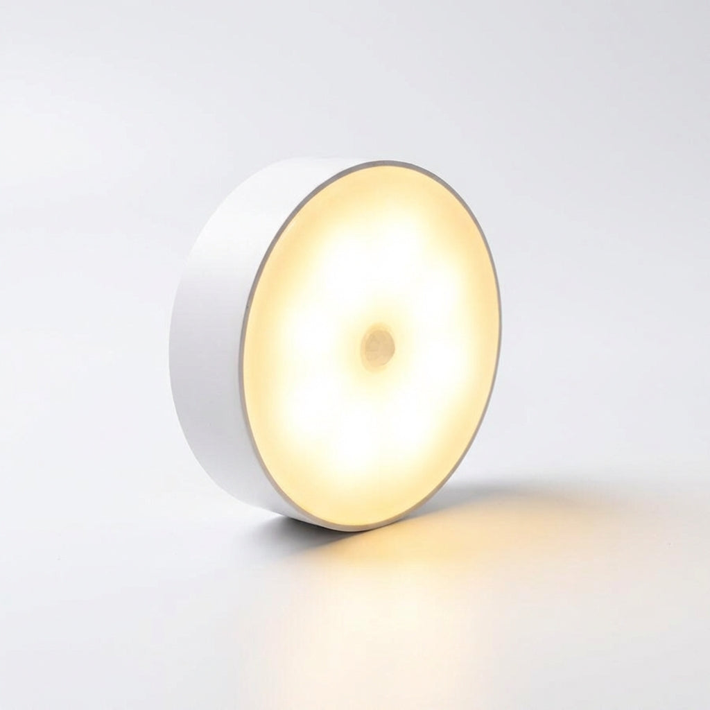 Lampada a LED con sensore di movimento e luminosità regolabile – rotonda, bianca, in ABS, montaggio senza fili
