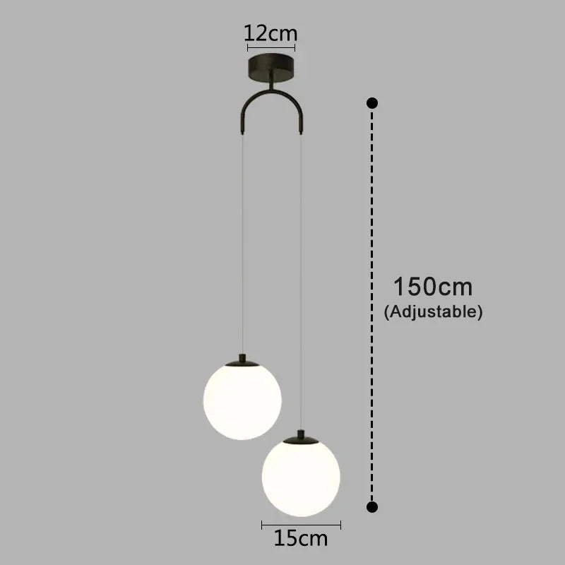 Lampada a Sospensione dal Design Moderno Scandinavo con Sfera di Vetro