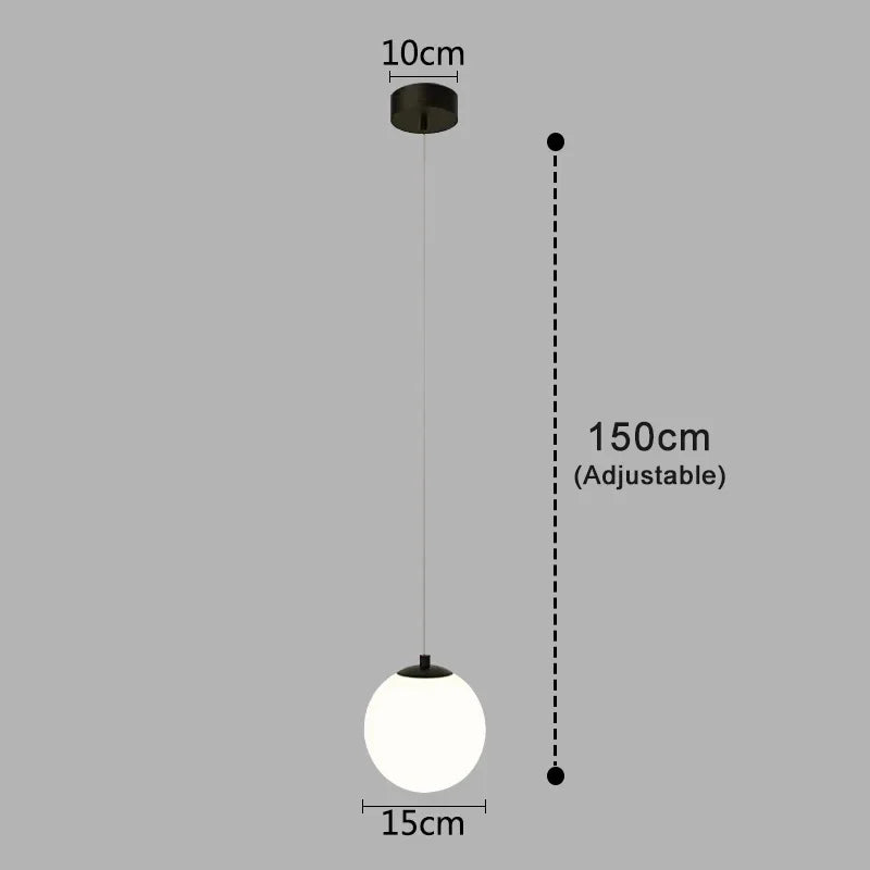 Lampada a Sospensione dal Design Moderno Scandinavo con Sfera di Vetro