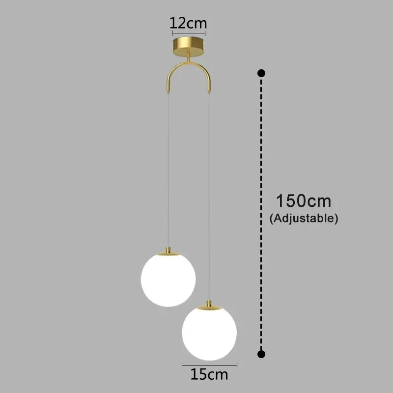 Lampada a Sospensione dal Design Moderno Scandinavo con Sfera di Vetro