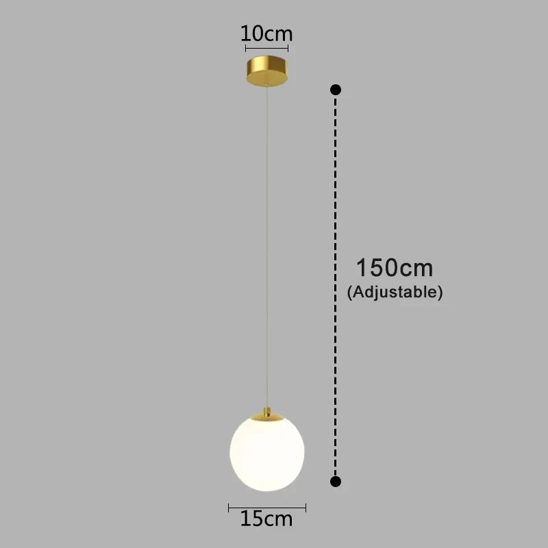 Lampada a Sospensione dal Design Moderno Scandinavo con Sfera di Vetro