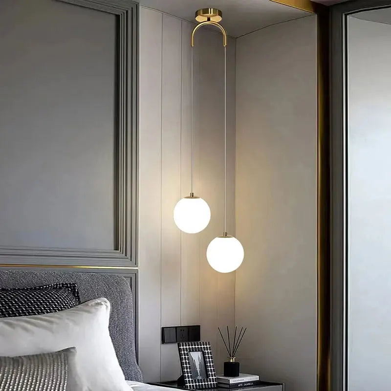 Lampada a Sospensione dal Design Moderno Scandinavo con Sfera di Vetro