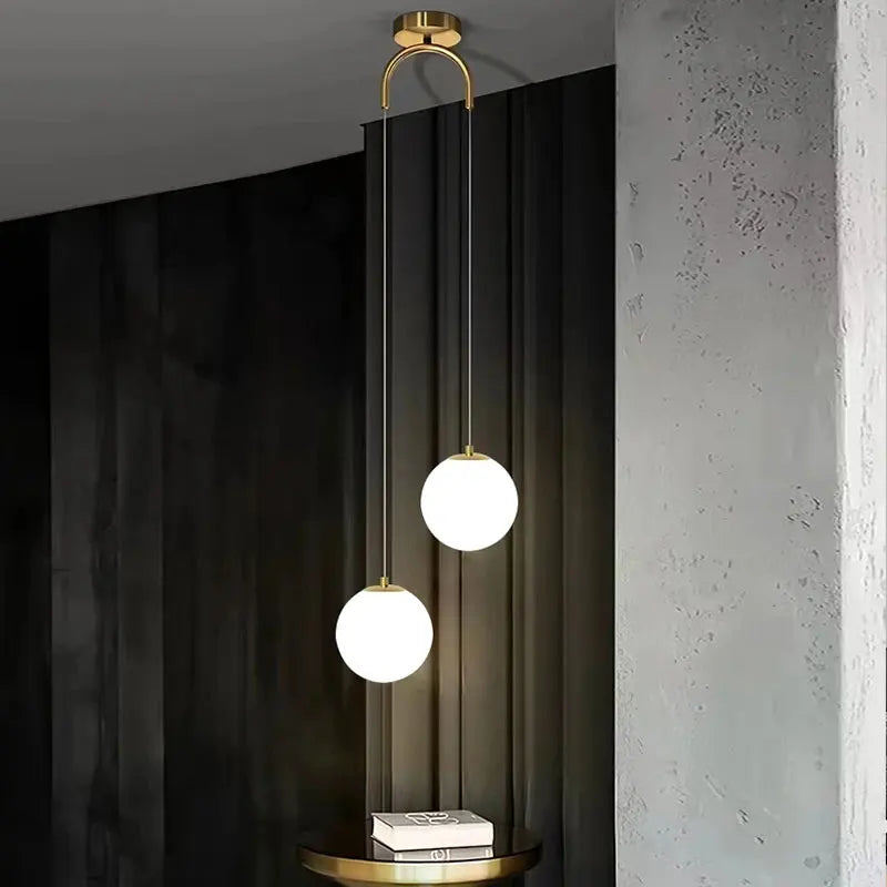 Lampada a Sospensione dal Design Moderno Scandinavo con Sfera di Vetro