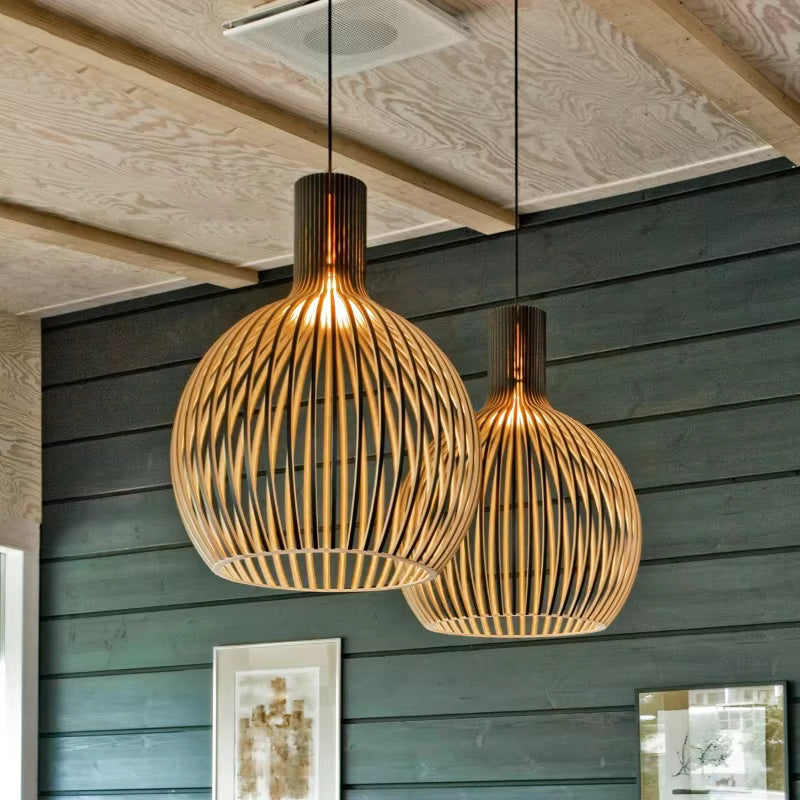 Lampada a Sospensione – Design Organico in Legno per Interni Accoglienti