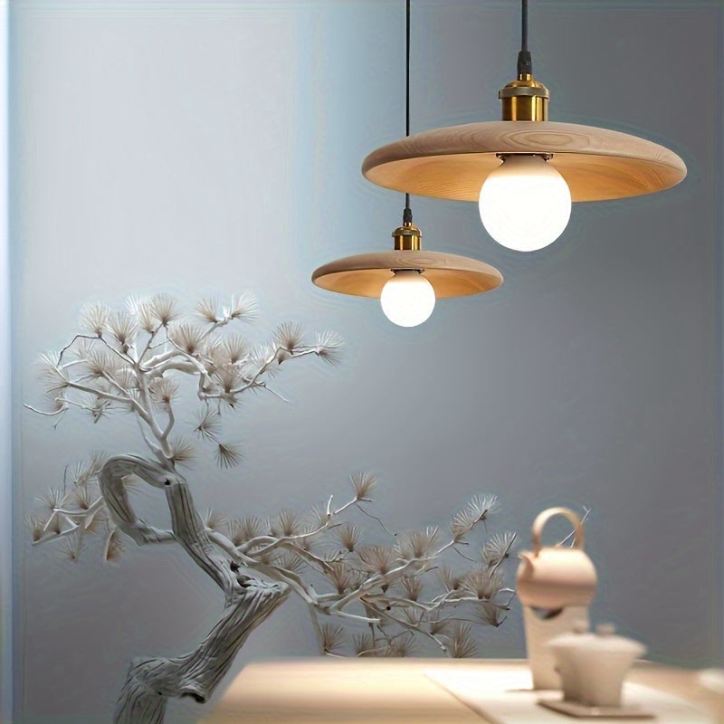 Lampada a Sospensione Moderna in Legno Massello | Lampadario da Soffitto in Stile Scandinavo