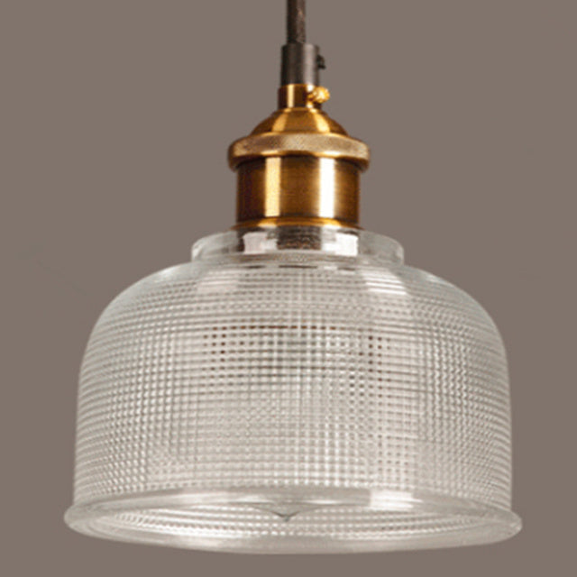 Lampada a sospensione retrò in vetro dal design vintage europeo