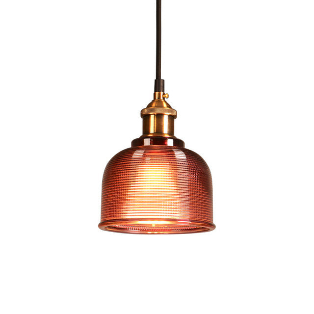 Lampada a sospensione retrò in vetro dal design vintage europeo