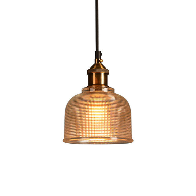 Lampada a sospensione retrò in vetro dal design vintage europeo