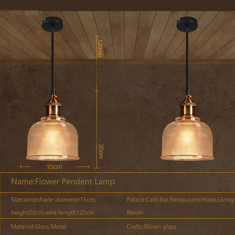 Lampada a sospensione retrò in vetro dal design vintage europeo