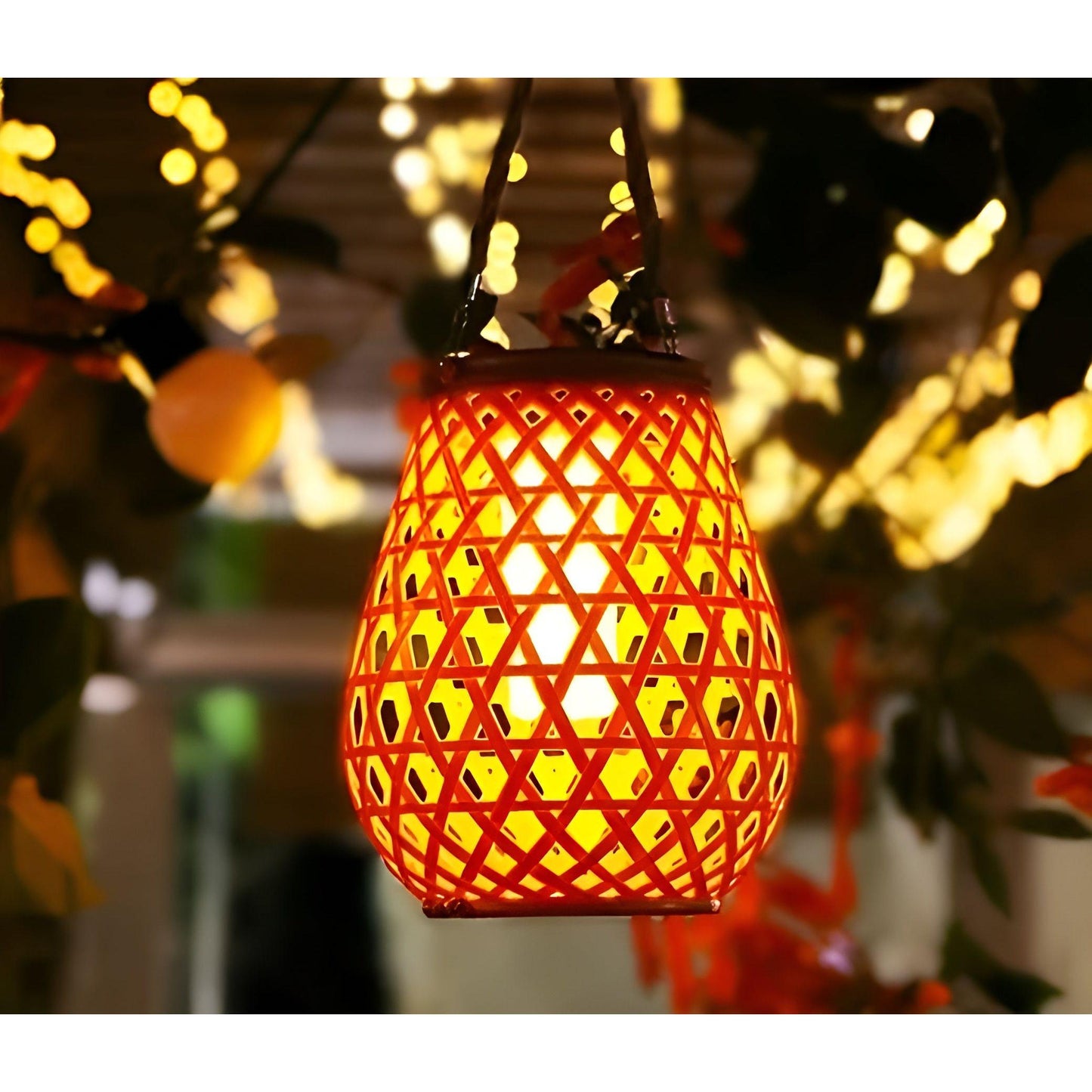 Lampada da giardino solare in rattan con illuminazione automatica per esterni