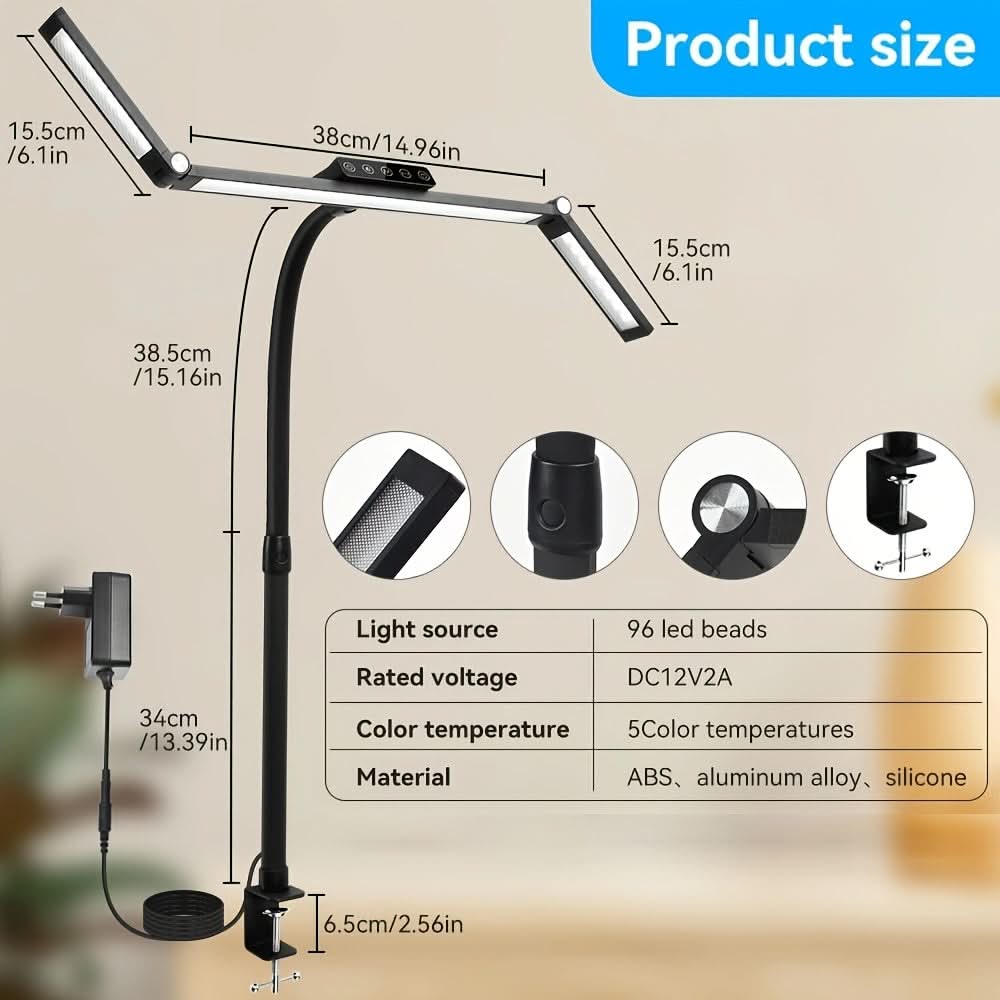 Lampada da lavoro a LED da 18W con braccio flessibile regolabile per l'illuminazione di un'ampia superficie