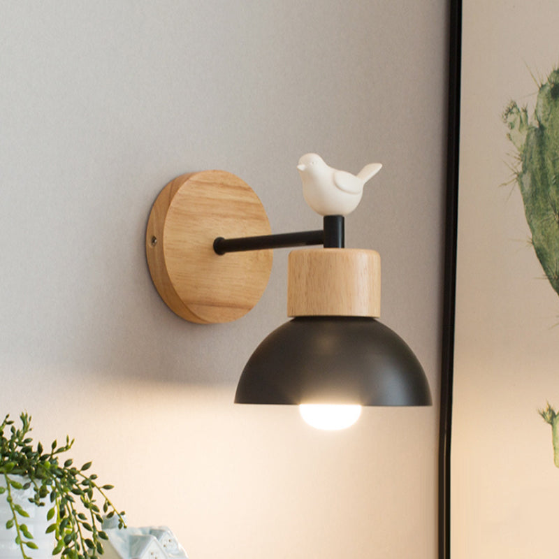 Lampada da parete in legno con uccellino in stile nordico | Applique a LED da comodino