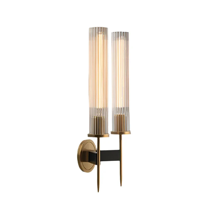 Lampada da parete moderna in vetro scanalato con finitura in rame – altezza 30 cm