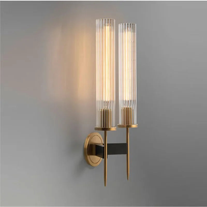 Lampada da parete moderna in vetro scanalato con finitura in rame – altezza 30 cm