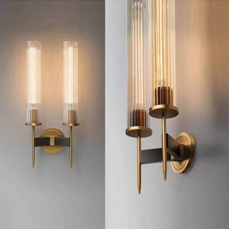 Lampada da parete moderna in vetro scanalato con finitura in rame – altezza 30 cm