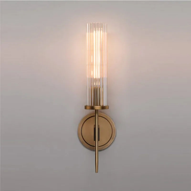 Lampada da parete moderna in vetro scanalato con finitura in rame – altezza 30 cm