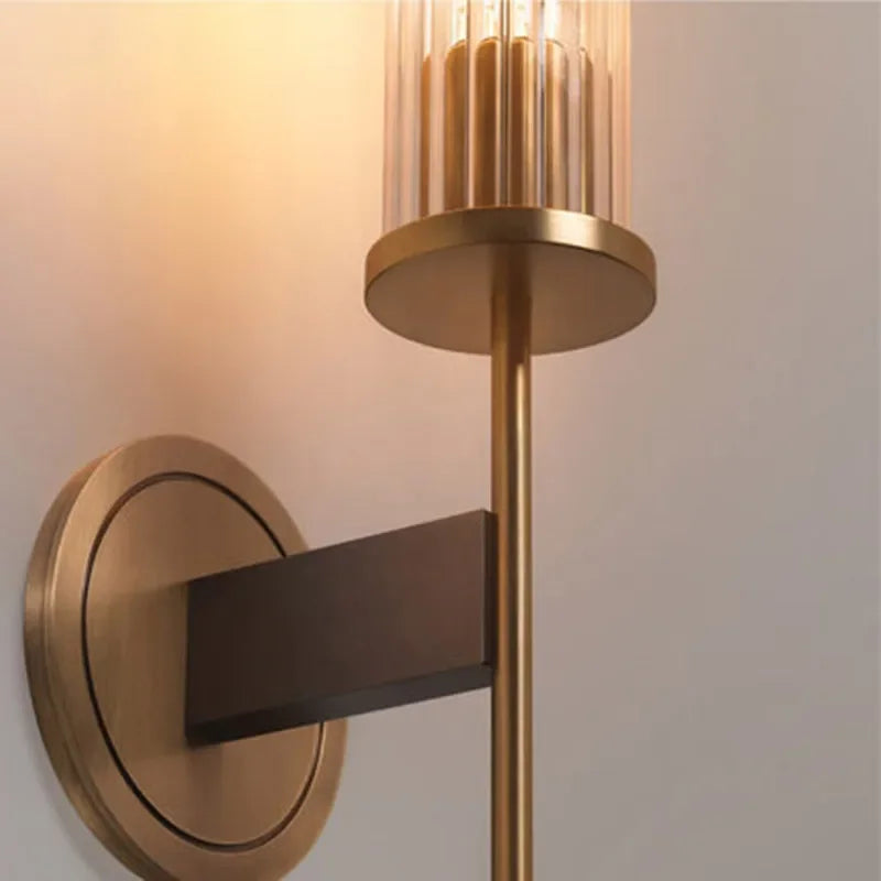 Lampada da parete moderna in vetro scanalato con finitura in rame – altezza 30 cm
