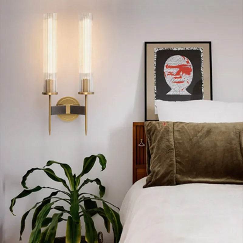 Lampada da parete moderna in vetro scanalato con finitura in rame – altezza 30 cm