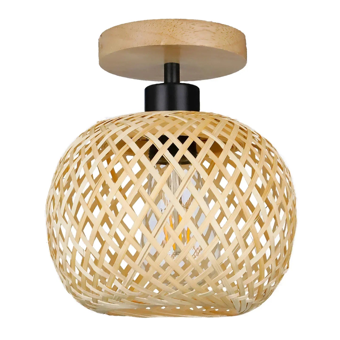 Lampada da soffitto in bambù | Lampada a LED in rattan intrecciata a mano
