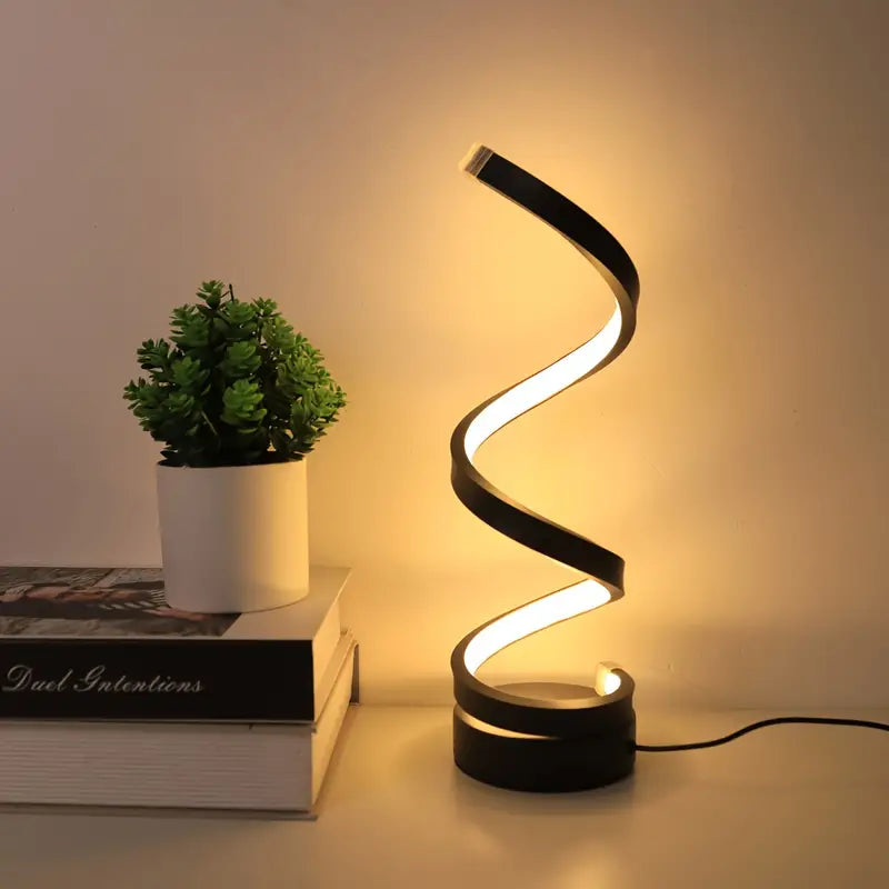 Lampada da tavolo a LED a spirale – Moderna lampada da tavolo dimmerabile con luce d'ambiente calda per camera da letto o soggiorno
