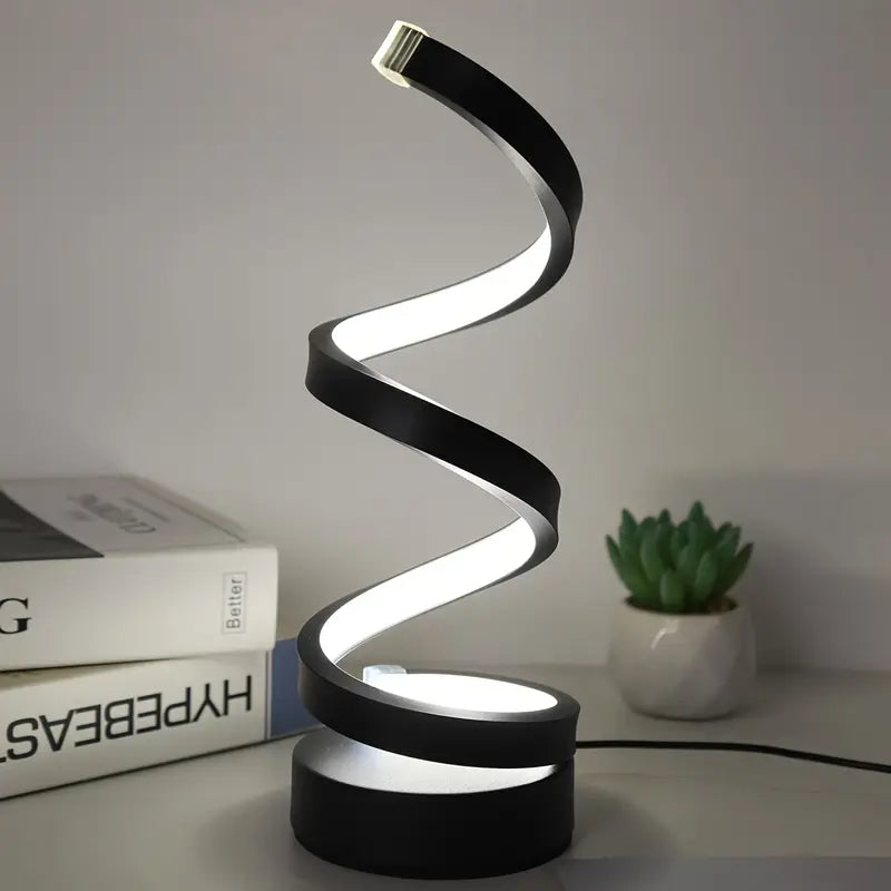 Lampada da tavolo a LED a spirale – Moderna lampada da tavolo dimmerabile con luce d'ambiente calda per camera da letto o soggiorno