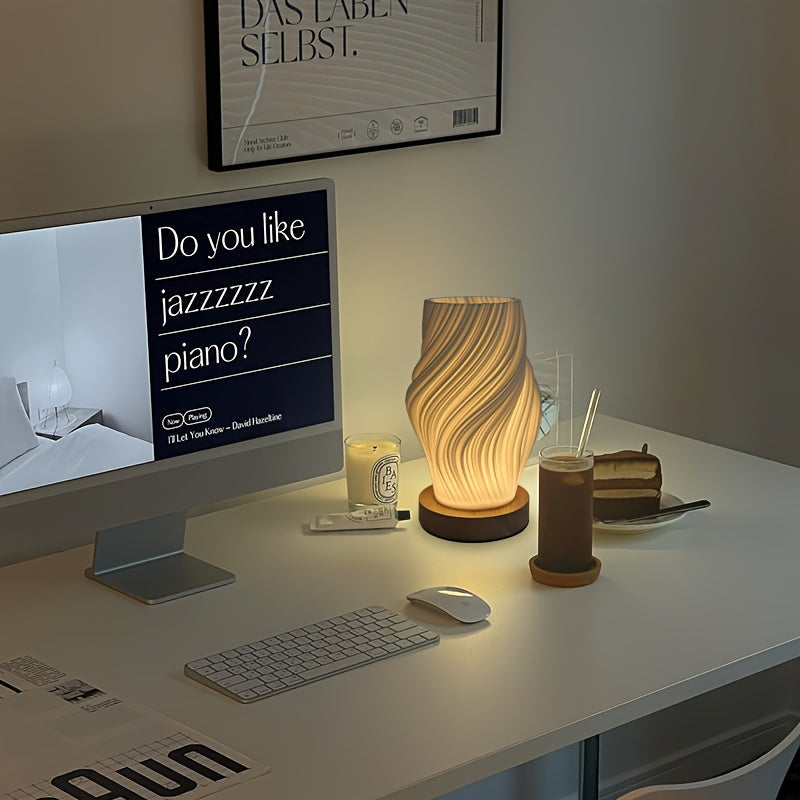 Lampada da Tavolo a LED Moderna con Design a Spirale | Luce Minimalista Dimmerabile per Comodino e Scrivania