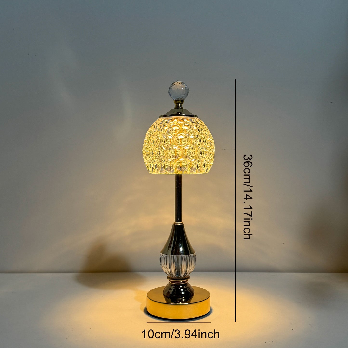 Lampada da tavolo in cristallo con controllo touch | Luce LED ricaricabile da comodino