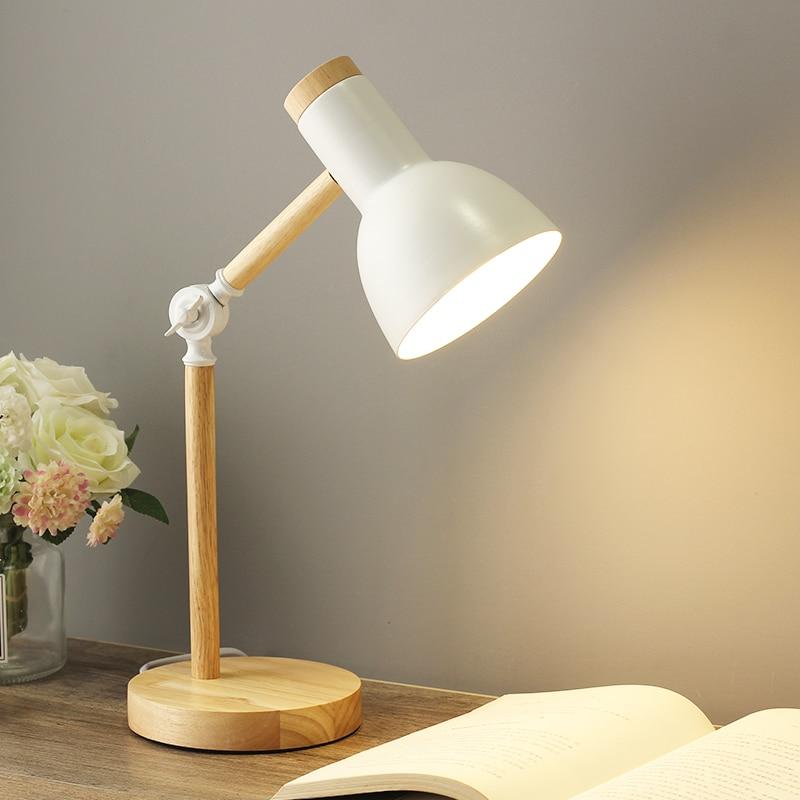 Lampada da tavolo in stile nordico con finitura in legno – lampada da tavolo e da comodino ad altezza regolabile per soggiorno e camera da letto minimalisti