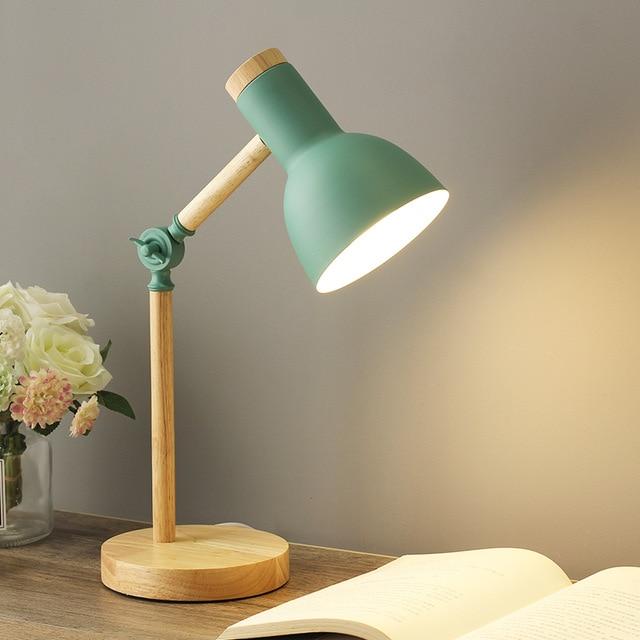 Lampada da tavolo in stile nordico con finitura in legno – lampada da tavolo e da comodino ad altezza regolabile per soggiorno e camera da letto minimalisti