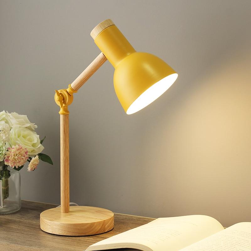 Lampada da tavolo in stile nordico con finitura in legno – lampada da tavolo e da comodino ad altezza regolabile per soggiorno e camera da letto minimalisti