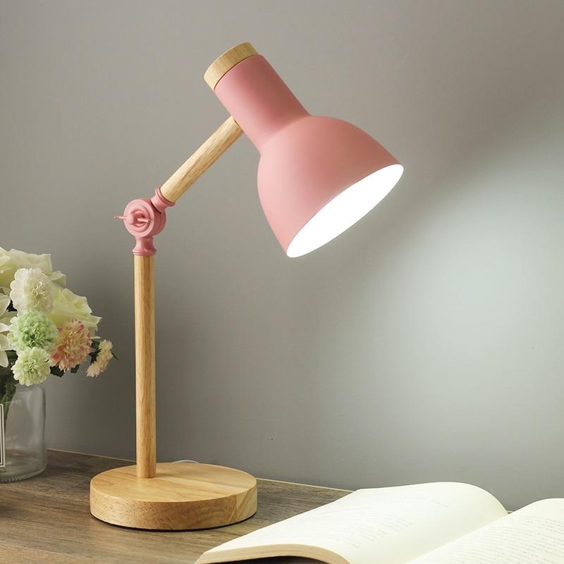Lampada da tavolo in stile nordico con finitura in legno – lampada da tavolo e da comodino ad altezza regolabile per soggiorno e camera da letto minimalisti