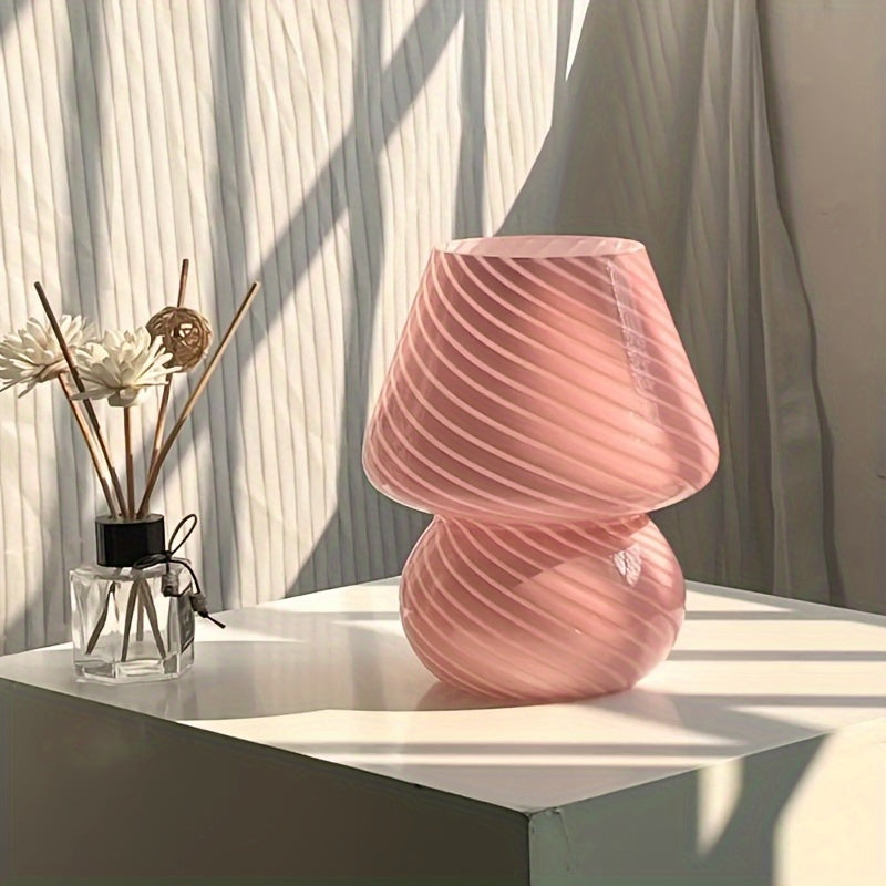 Lampada da tavolo in vetro a forma di fungo in stile Murano | Lampada da tavolo USB dimmerabile